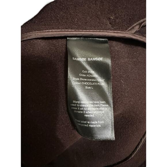 Samsøe and Samsøe Dione Overshirt Chocolate Plum size Large - Picture 4 of 6